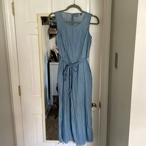 New York and Company Chambray Tie-front Jumpsuit